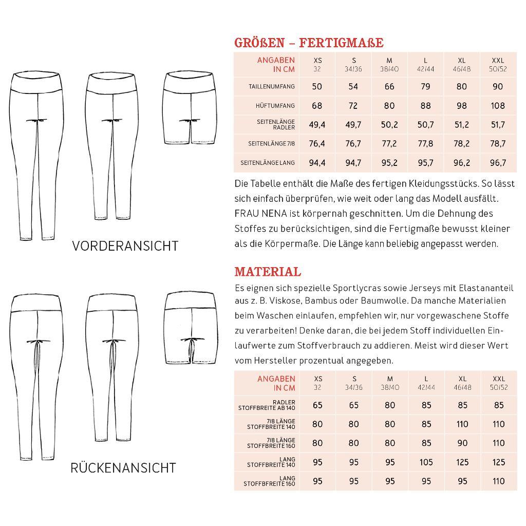 Papierschnittmuster Sportleggings Frau Nena XS-XXL